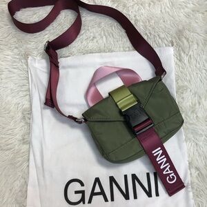 Ganni Green and Burgundy Crossbody Bag